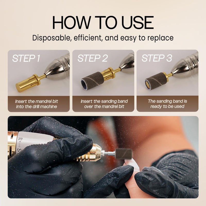 PANA 100 Pieces Nail Sanding Bands Professional Nail Manicure Great Fit for Nail Drill Bits for Acrylic Nails (80 Grit, Brown) - Image 4